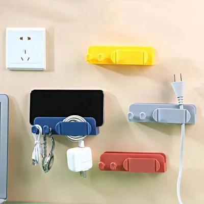 Wall Mount Phone Charging Plug Holder with Hooks